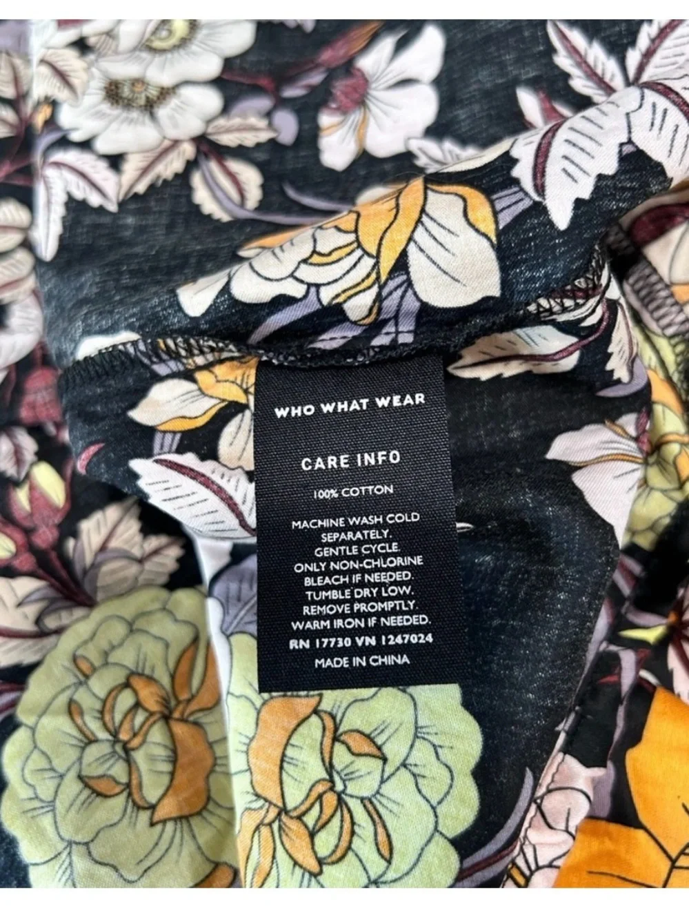 Who what wear Plus-Size Floral V-Neck High-Low Dress in Black